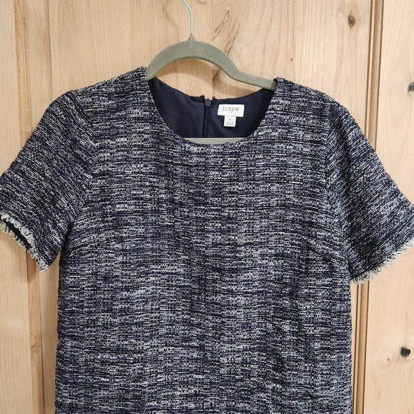 J Crew Tweed Navy White Top Shirt Small - Picture 2 of 5